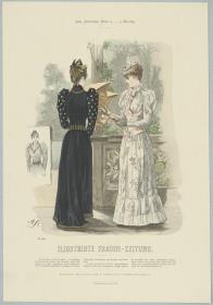 Illustrirte Frauen-Zeitung: Anzug mit Gürtel-Taille und Anzug mit Mieder-Taille