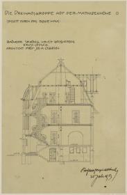 Darmstadt, Dreihäusergruppe, Schnitt durch das Blaue Haus