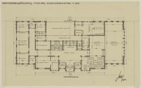 Darmstadt, Projekt Eleonorenhotel, 2. Vorentwurf, Grundriss des Hauptgebäudes