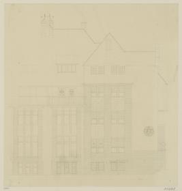 Hanau, Projekt Doppelhaus Ohl, Aufriss eines Teils der rückwärtigen Fassade