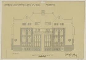 Hanau, Projekt Doppelhaus Ohl, Aufriss der rückwärtigen Fassade