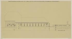 Köln, Frauenrosenhof der Deutschen Kunstausstellung, Aufriss der Südostfassade des Hofes