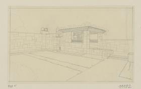 Köln, Frauenrosenhof der Deutschen Kunstausstellung, Perspektive des Hofes von Osten