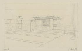 Köln, Frauenrosenhof der Deutschen Kunstausstellung, Perspektive des Hofes von Osten