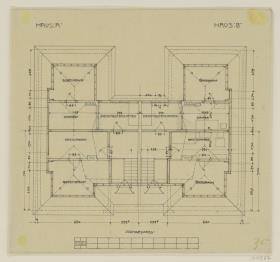 Darmstadt, Projekt Doppelhaus Cabinet, fünfte Version, Grundriss des Dachgeschosses