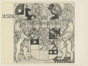 Darmstadt, Ausstellungsgebäude und Hochzeitsturm, Wappen für die Eingangashalle des Turmes