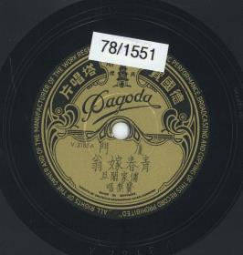 Titel A: Szene aus dem Stück "Tjing-tschun-djia weng" (Tjing Tschun heiratet einen Greis)
Titel B:  Szene aus dem Stück "Dschü hua-kai" (Allein aufblühen)