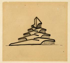Skizze für ein Hochhaus in Eisenbeton - Perspektive