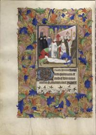 Ein Begräbnis zu Beginn der Totenvigilie. Boucicaut Gebetbuch