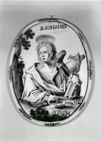 Ovale Bildplatte mit Bildnis des Evangelisten Johannes