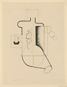 Sitzende Figur ("Visieren") (Blatt 2 aus: Bauhaus Drucke - Neue Europäische Graphik - 3te Mappe: Deutsche Künstler)