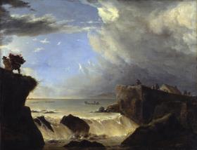 Deichbruch bei der Sturmflut in der Nacht auf den 5.3.1651