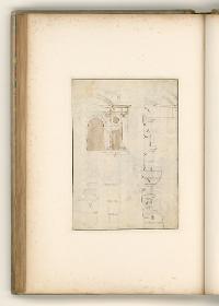 Grund-und Aufriss einer Fassade und Details der Bauornamentik; Verso: Ausriss einer Fassade und Details der Ordnung