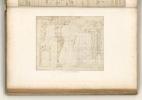 Rom, Palazzo Farnese: piano nobile, Details einer Decke; Verso: ein Portal und ein Kamin im Palazzo Farnese
