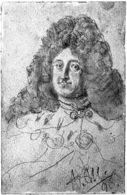 Männliche Figur mit Allongeperücke