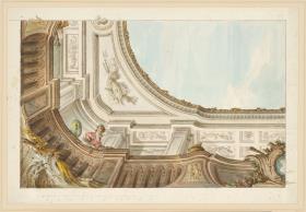 Decken- und Wasserdekorationen, Deckenviertel Brüstung, Dame mit Papagei