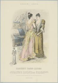 Illustrirte Frauen-Zeitung: Ball-Toilette mit doppeltem Tüllrock und Gesellschafts-Toilette