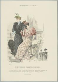 Illustrirte Frauen-Zeitung: Anzug mit Gürteltaille und Prinzesskleid