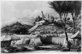 Entwurf für eine Theaterdekoration zu Giacomo Meyerbeers Oper "Feldlager in Schlesien"