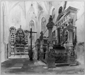 Die Gräber der Familie Mansfeld in der Andreas-Kirche in Eisleben