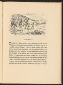 Eli-Melech mit seiner Familie auf dem Weg ins Moabiter Land. Blatt 2 (S.9) aus: Das Buch Ruth
