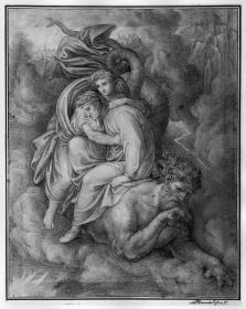 Dante und Vergil auf dem Rücken des Geryon (Inferno 17)