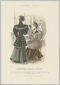 Illustrirte Frauen-Zeitung: Kleid mit Paletot und Promenaden-Toilette mit Chemiset