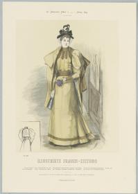 Illustrirte Frauen-Zeitung: Promenaden- oder Reise-Toilette mit Pelerinen-Paletot