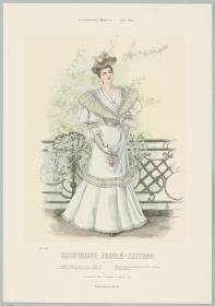 Illustrirte Frauen-Zeitung: Sommer-Toilette mit kreuzweise geschlossenem Fichu
