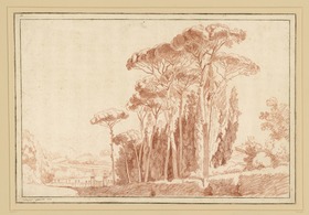 Landschaft mit Pinien in Frascati, Italien