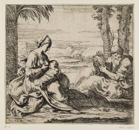 Ruhe auf der Flucht nach Ägypten; Maria stillt das Jesuskind