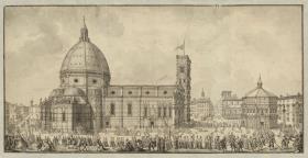 Florenz, Dom und Baptisterium mit Procession auf dem Domplatz