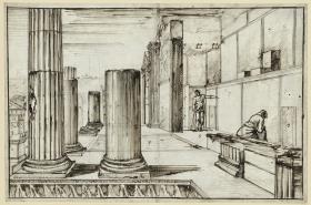 Ansicht des Inneren des Isis-Tempels zu Pompeji. Vorzeichnung für Tafel LXVIII in Bd. 28 (Vol. II) der Antiqutés de Pompeia