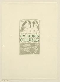 Exlibris Emil Uhles (Nachtreiher)