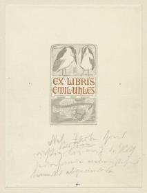 Exlibris Emil Uhles (Nachtreiher)