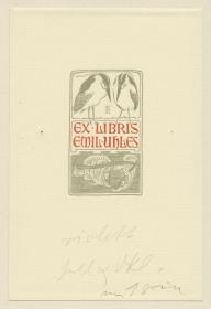Exlibris Emil Uhles (Nachtreiher)
