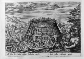 Bau des Turmes. Bl. 3 aus: Die Geschichte des Turmbaus zu Babel