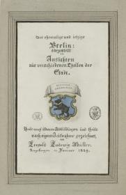 Das ehemalige und jetzige Berlin: dargestellt in Ansichten aus verschiedenen Theilen der Stadt. Theils nach älteren Abbildungen und theils nach eigner Aufnahme gezeichnet, von Leopold Ludwig Müller. Angefangen in Januar 1829.