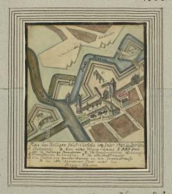 Plan des Heiligen Geist-Viertels im Jahr 1700 in Berlin.