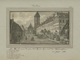 Berlin. Die Spandower Straße, das Spando. Thor, und der Pulverthurm im Jahr 1700.