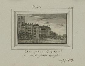 Berlin. Ueberrest des alten Chürfürl. Schlosses von der Burgstraße aus gesehen im Jahr 1779.