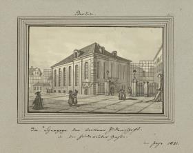 Die Synagoge der Berliner Judenschaft. in der Heidereutergasse im Jahr 1821