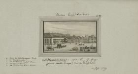 Berlin. Königsstädter Virtel. Das hessische Tuchfabrikhaus auf dem Königsthor Platz. Genannt (contre escarpe) und die Königsbrücke im Jahr 1779.