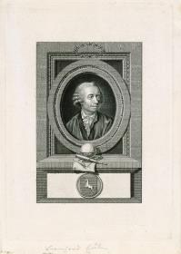 Leonhard Euler im Halbprofil nach rechts im Medaillon
