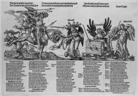 Allegorie mit Tyrannei, Wucher und Heuchelei im Kampf gegen die Vernunft, Gerechtigkeit und das Wort Gottes