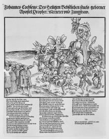 Luther ißt die Exkremente eines Teufels und verrichtet seinerseits seinen Stuhlgang über seiner Gemeinde