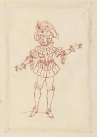 Theaterfigurine, Fantasiekostüm: Herr in Ballettkostüm im Stil von Ludwig XIV.