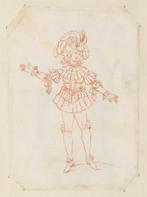 Theaterfigurine, Fantasiekostüm: Herr in Ballettkostüm im Stil von Ludwig XIV.