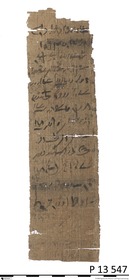 Demotischer Papyrus, Hochformat-Brief an Schreiber Haryothes wegen Eselfleisch für Falken