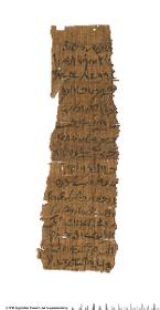 Demotischer Papyrus, Hochformatbrief, Zuteilung von Lebensmitteln für die 2. Priesterhyle für den Unterhalt des Falken